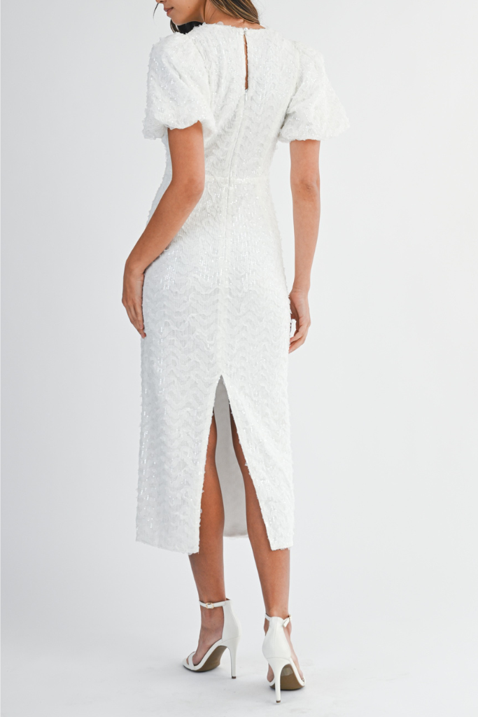 Oakland Sequin Midi Dress - Off White