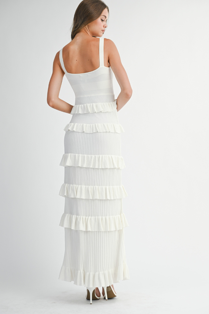 The Ava Tiered Midi Dress - Off White