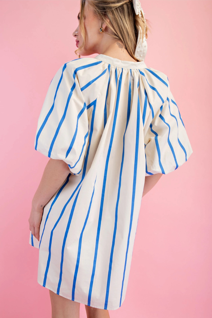 Mckenzie Striped Dress - Blue/White