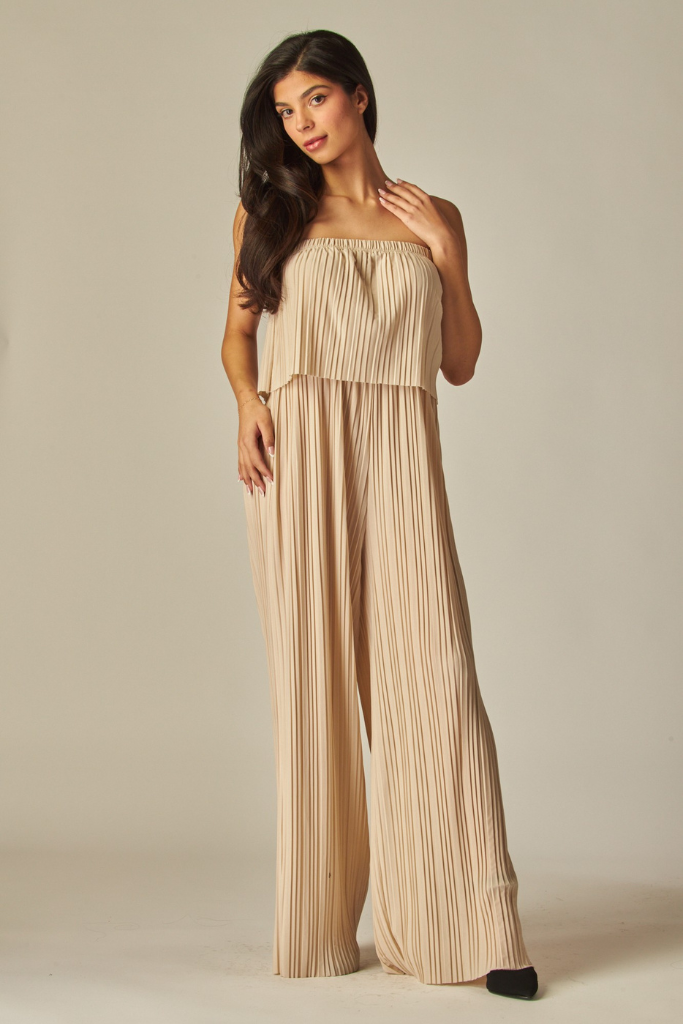Seal The Deal Jumpsuit - Beige