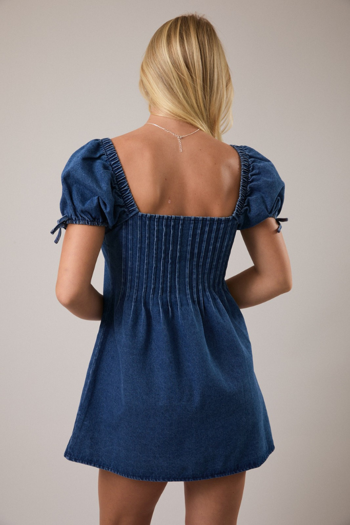 Hey Babe Mini Dress - Dark Denim