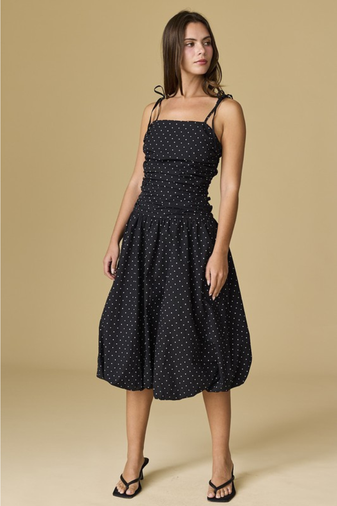 Stand On It Midi Dress- Black/ White