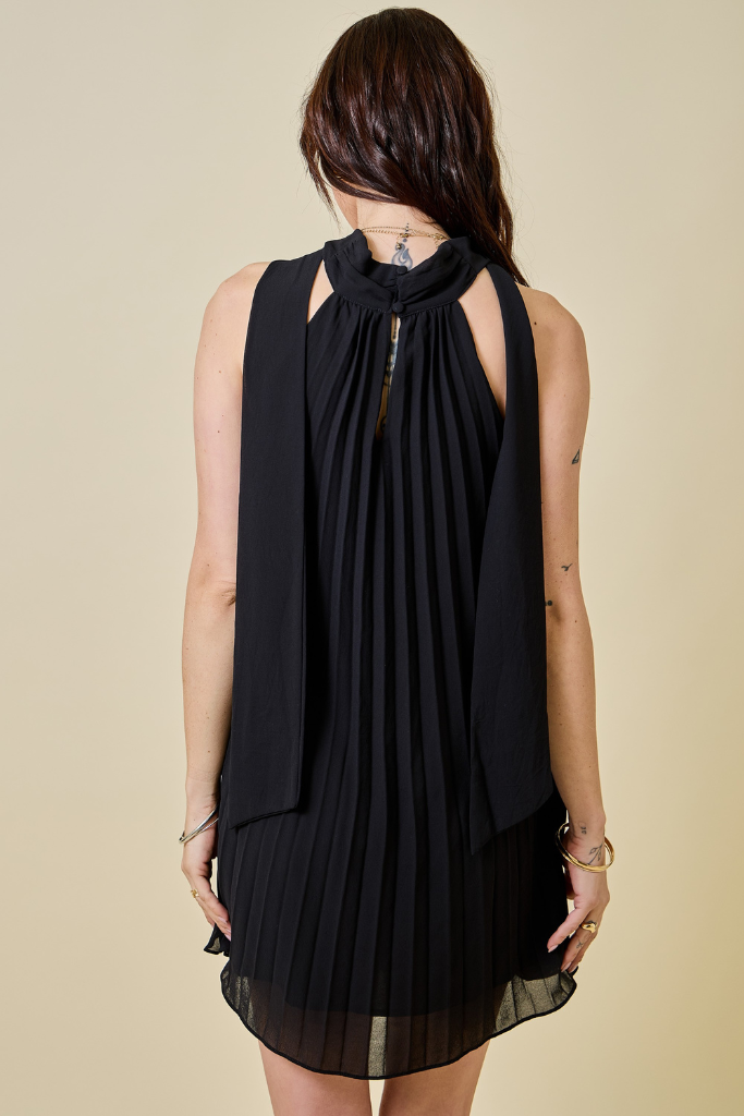 Nattalie Pleated Dress - Black