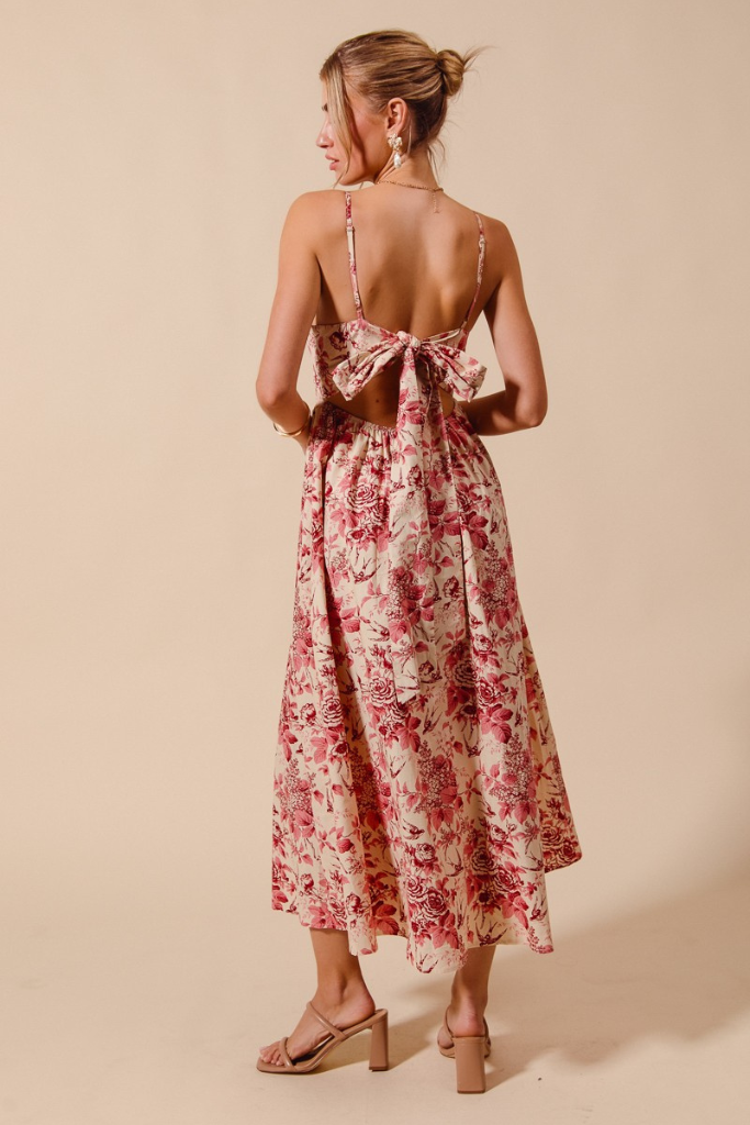Heart Of Glass Midi Dress - Cream/Berry