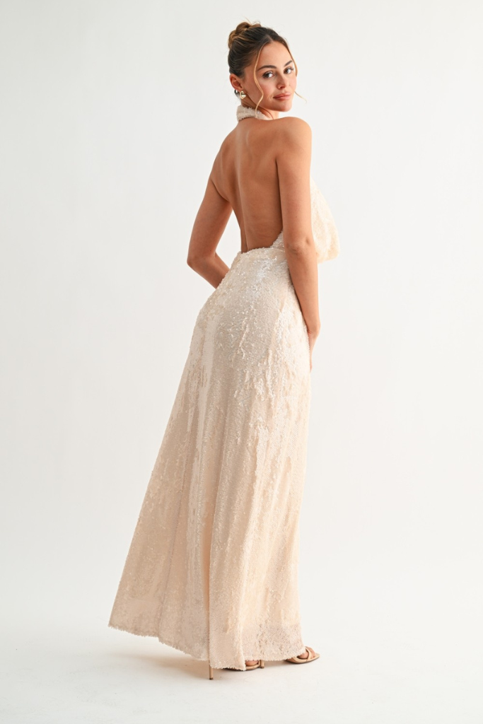 Persephany Shimmered Maxi Dress - Ivory