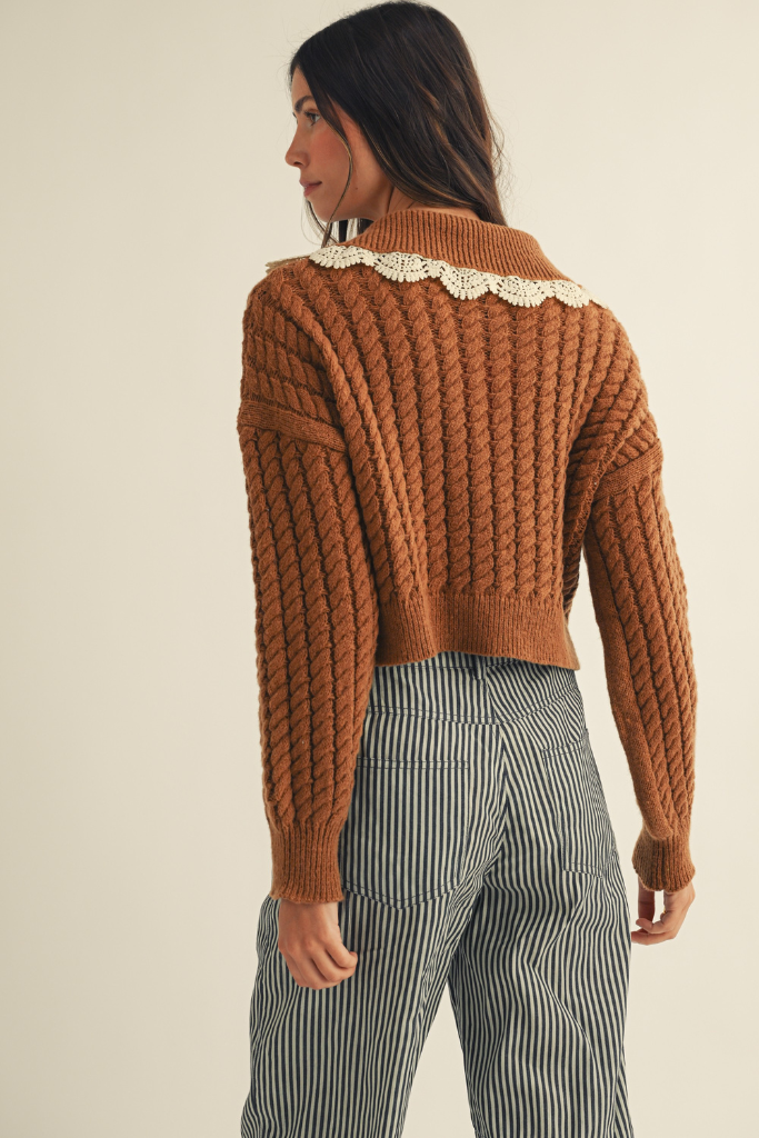 Almost There Zippered Cardigan - Camel