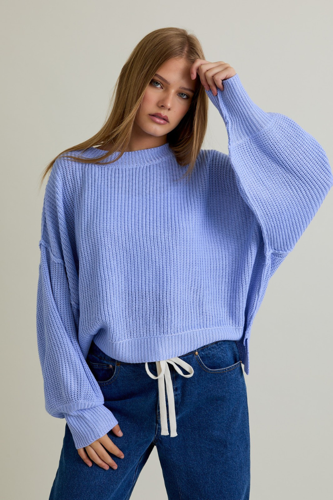Devotion Knit Sweater - Light Blue