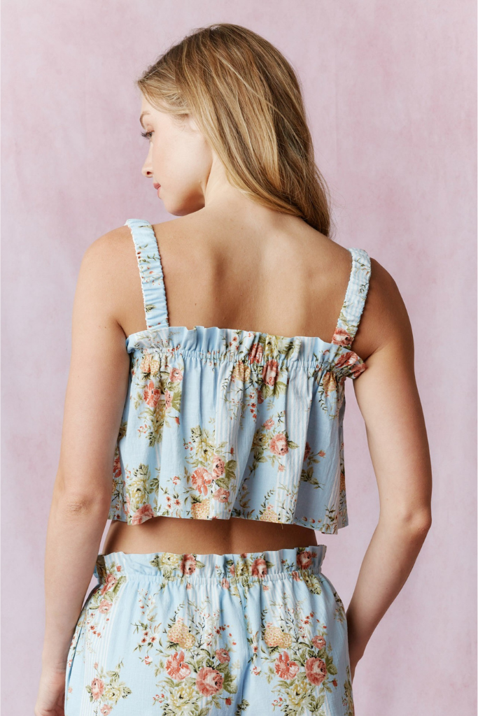 Pure Class Floral Crop Top - Blue
