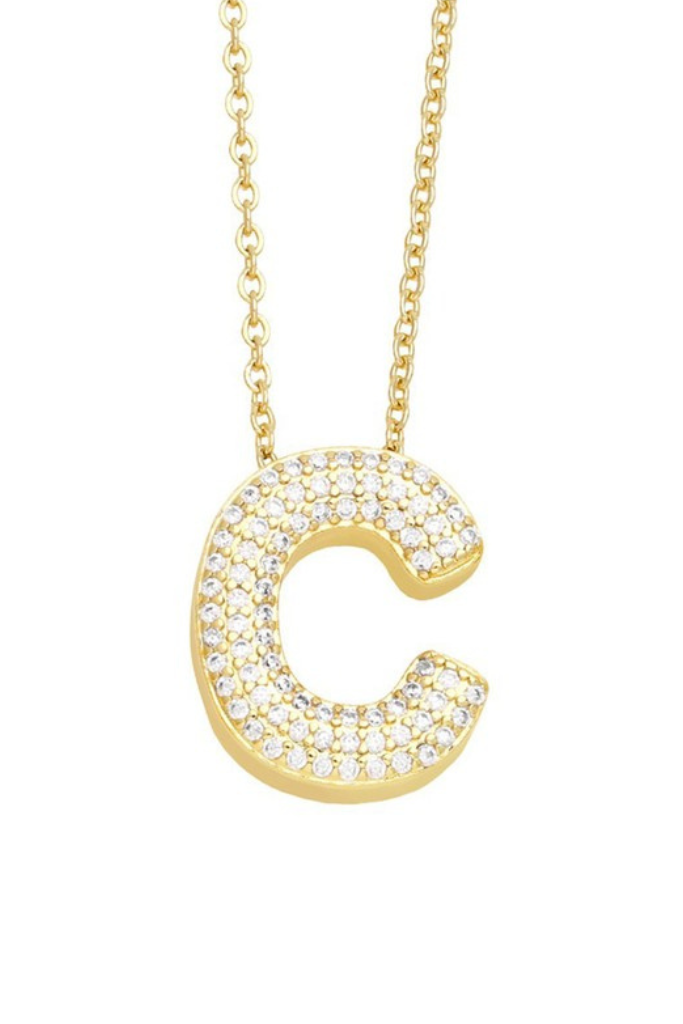 Diamond Initial Necklace- Gold