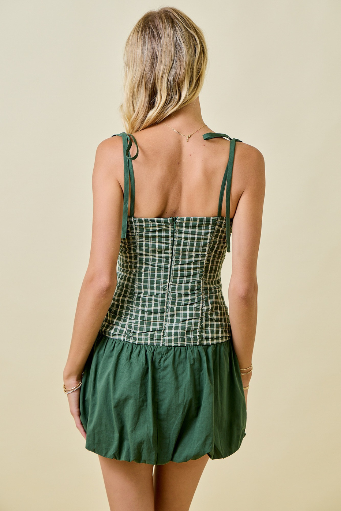 Braylynn Gingham Dress - Hunter Green