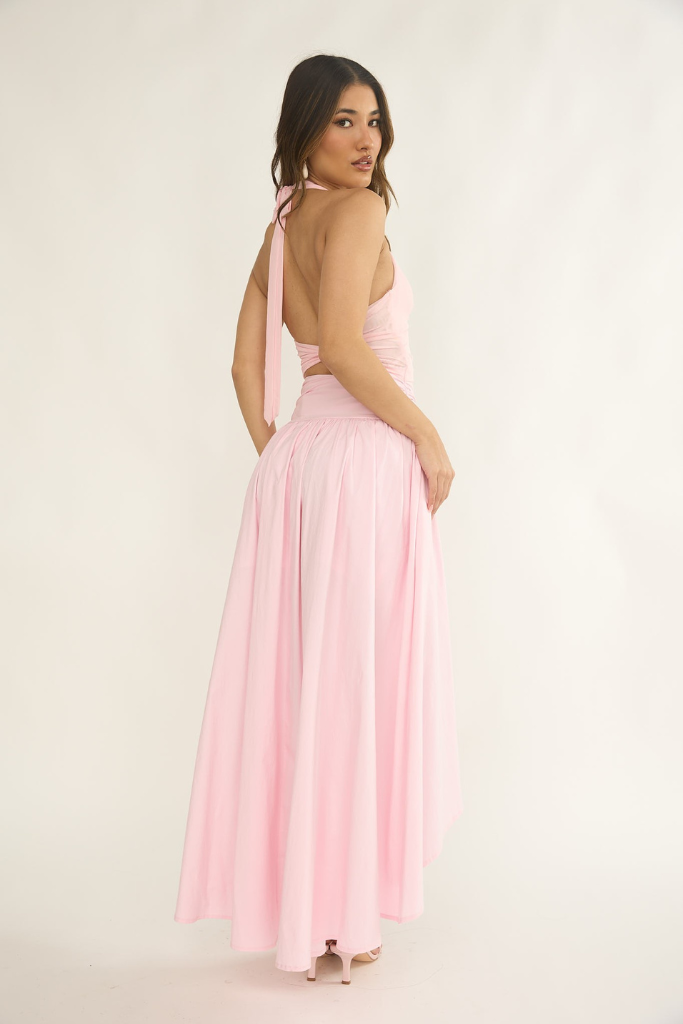 In Power Cutout Maxi Dress - Light Pink