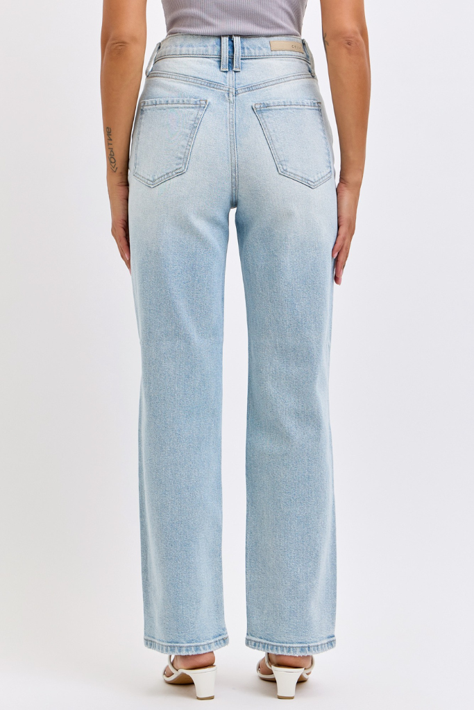 Into Detail Straight Leg Jeans - Light Wash