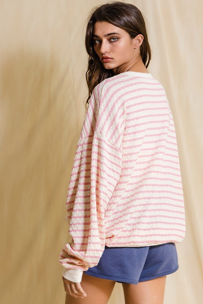 Georgia Striped Sweatshirt - Pink
