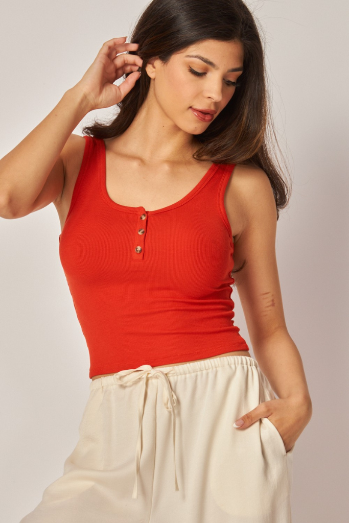 Quiet Now Henley Tank - Red