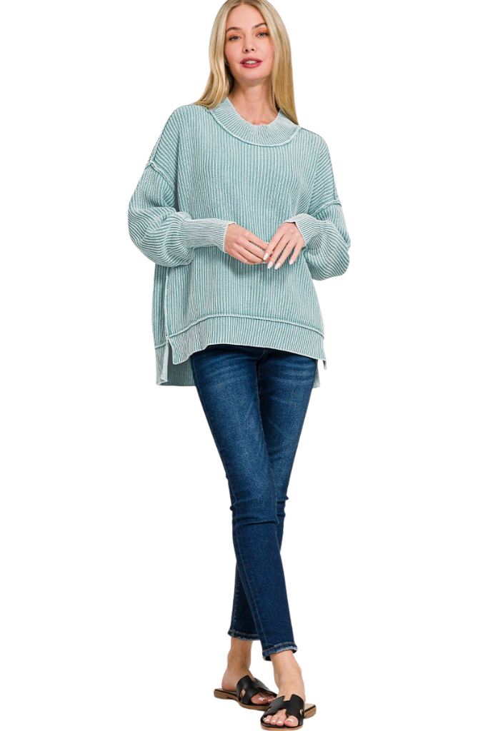 Bentlee Ribbed Sweater - Dusty Teal