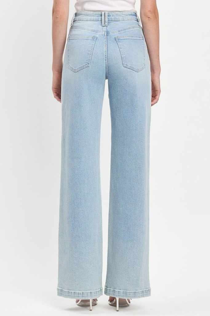 Ignite You Wide Leg Jeans - Light Wash