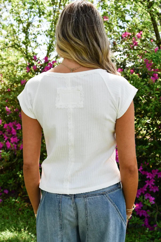 Audra Short Sleeve Top - Off White