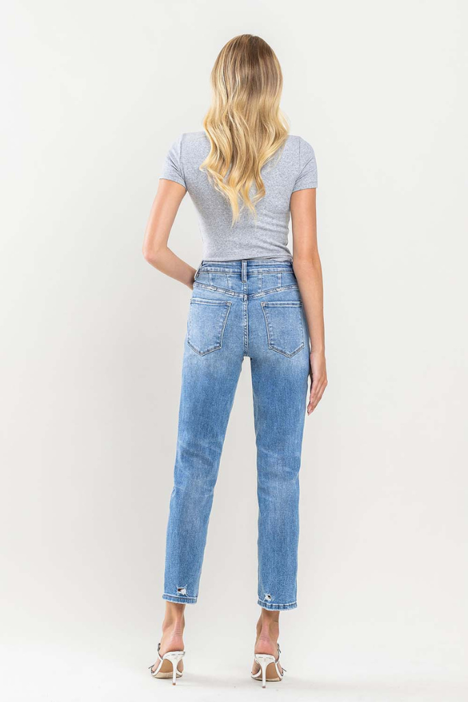 Scratched Plans Mom Jeans - Medium Wash