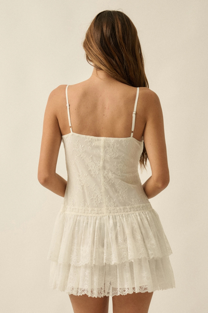 Mayci Floral Lace Romper - Off White