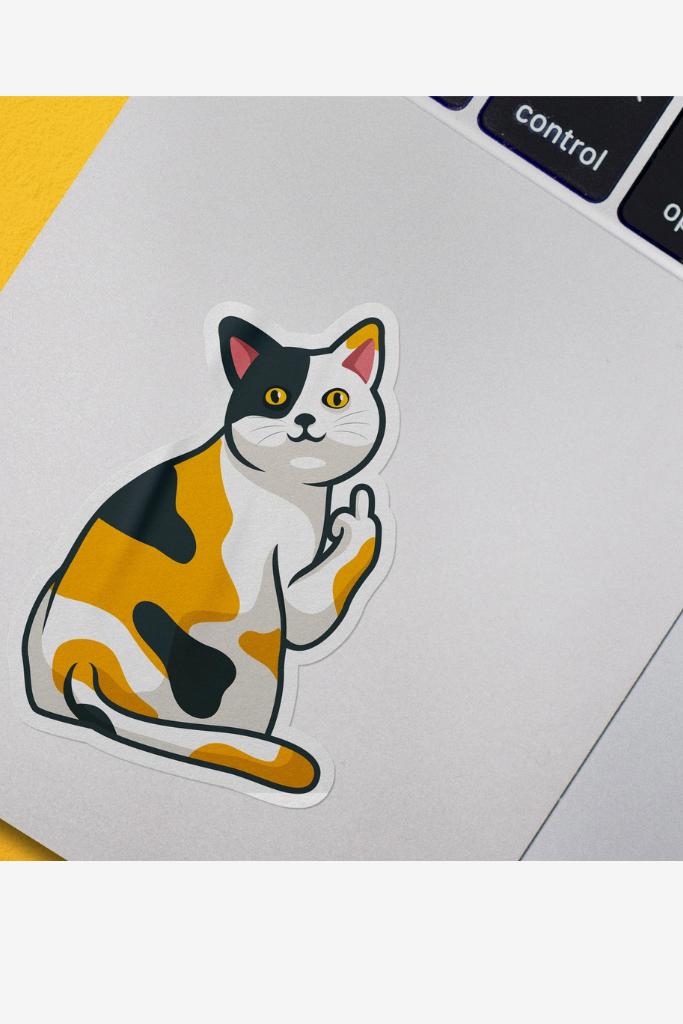 Cat Flipping Off Sticker