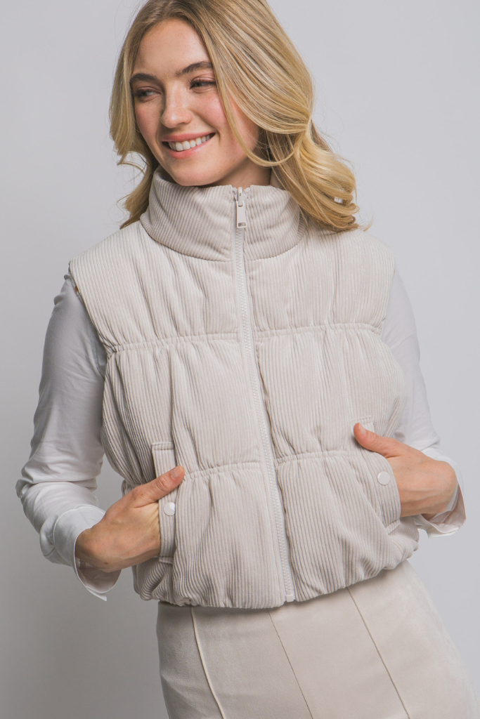 Fall Fling Corduroy Vest - Cream