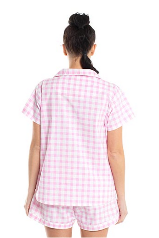 Stella Cotton Pajama Set- Pink Gingham