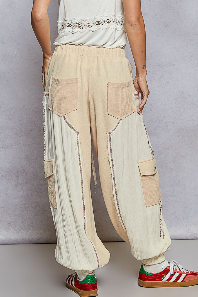 Annika Patterned Jogger Pants - Toasted Almond