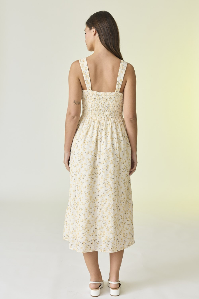 Bright Side Floral Midi Dress - Yellow