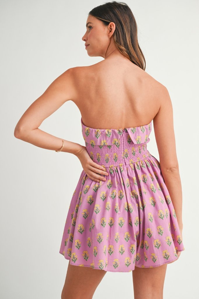 Ramona Floral Romper - Fuchsia
