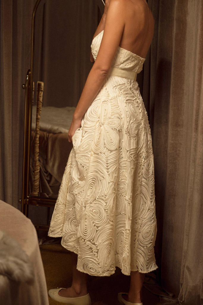 Quincey Textured Midi Dress - Cream