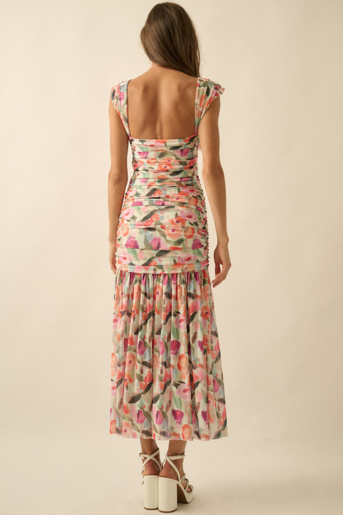 Invite List Floral Maxi Dress -Cream/Pink