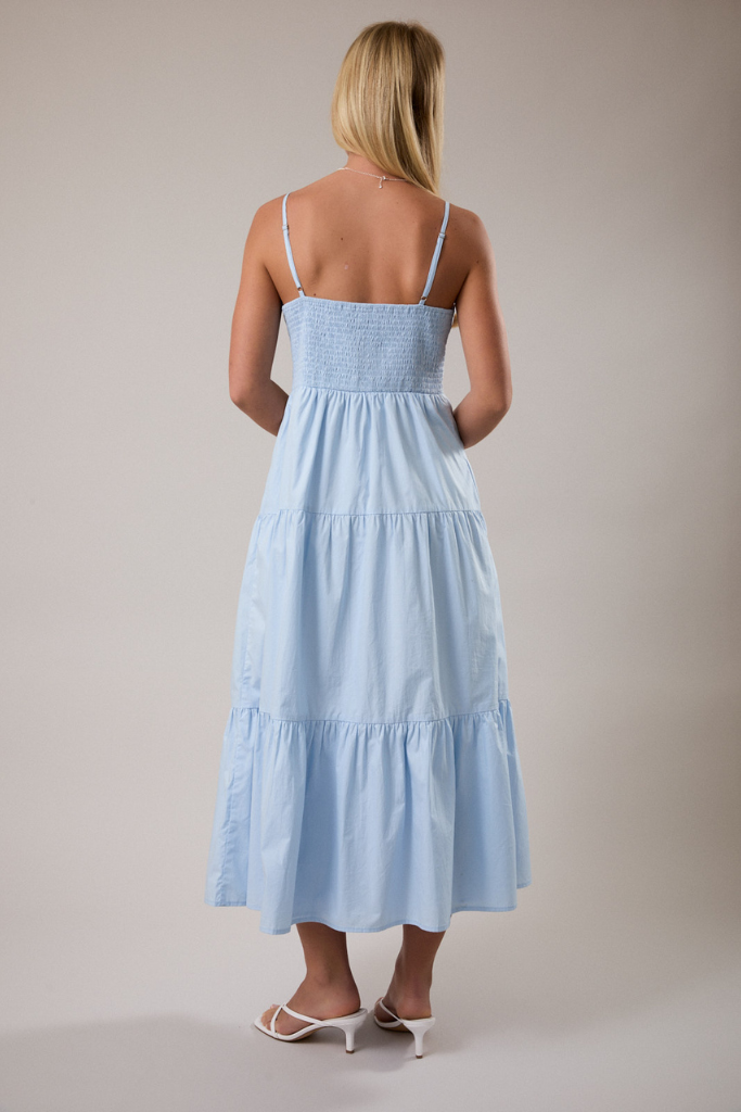 Stop And Stare Midi Dress - Light Blue
