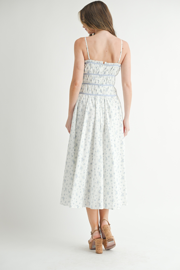 Radiance Floral Midi Dress - Blue