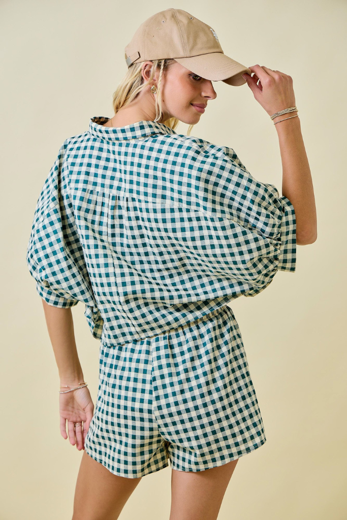 Sawyer Gingham Shorts- Dark Green
