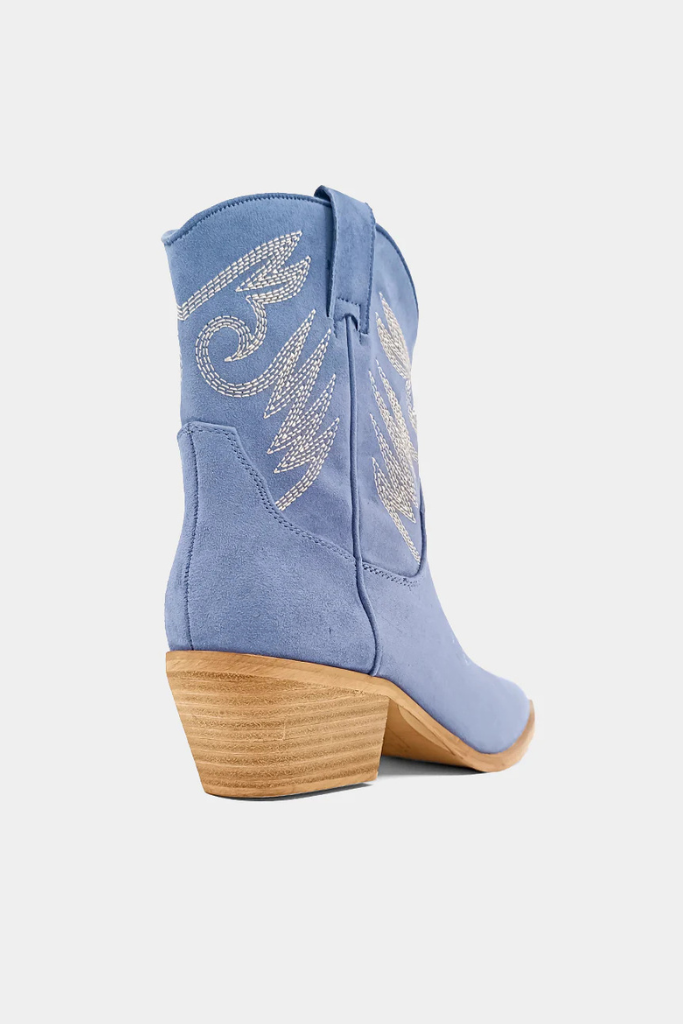 Zahara Suede Cowgirl Boot - Blue