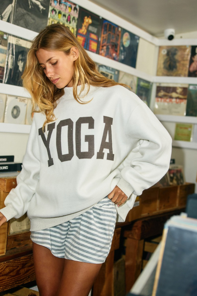 Pilates Reverse Mock Neck Sweatshirt - Grey/Brown