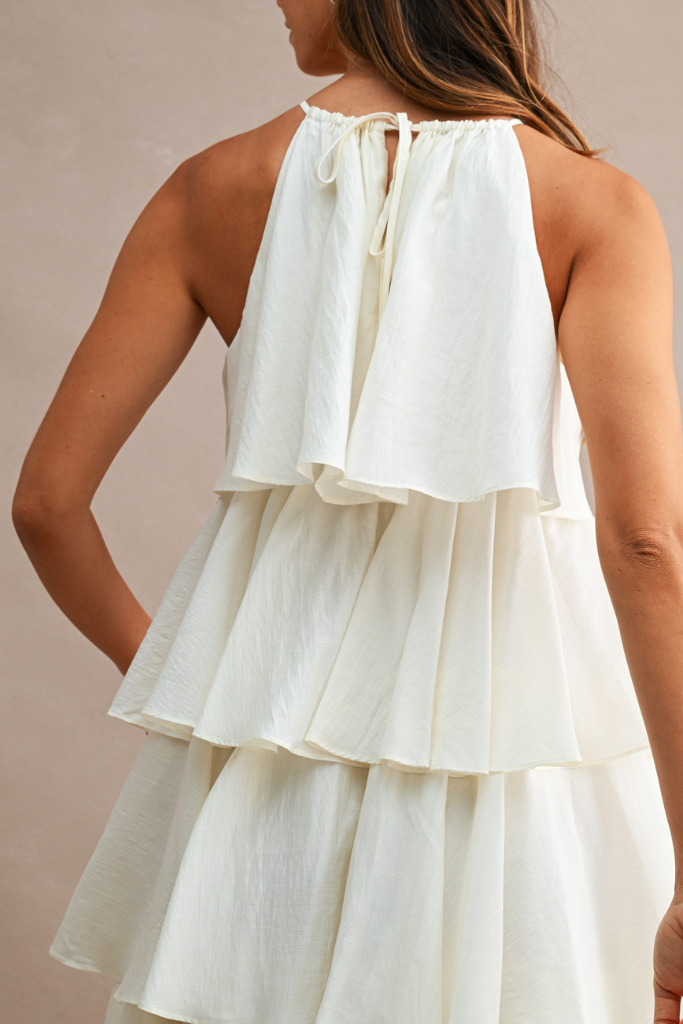 Layered Beauty Tiered Midi Dress - Cream