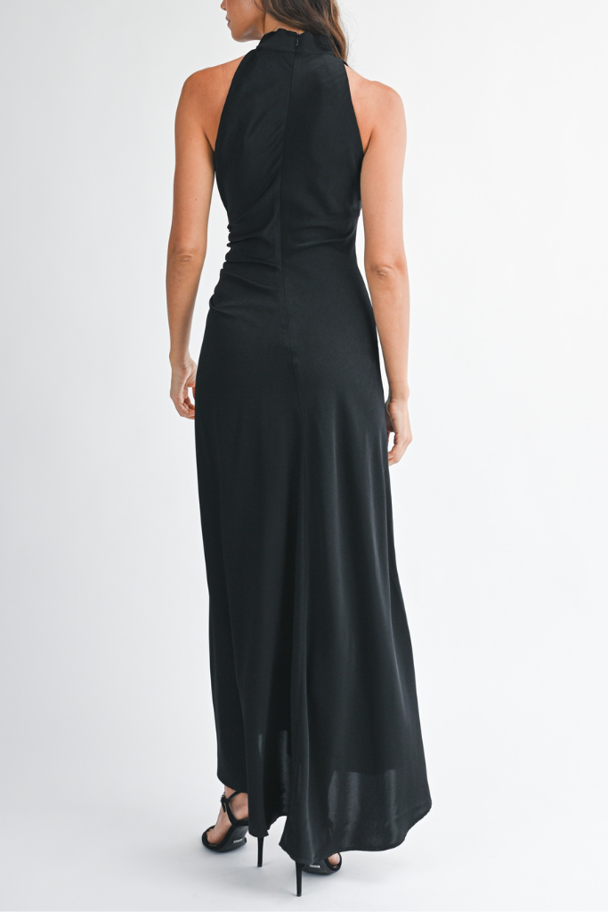 Aniya Satin Maxi Dress - Black
