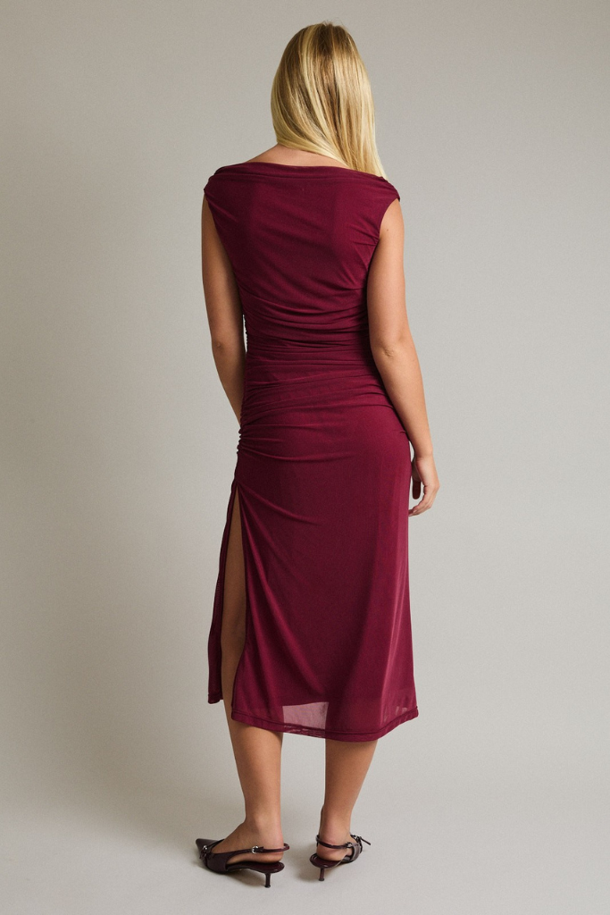 Watch Out Midi Dress - Dark Rose