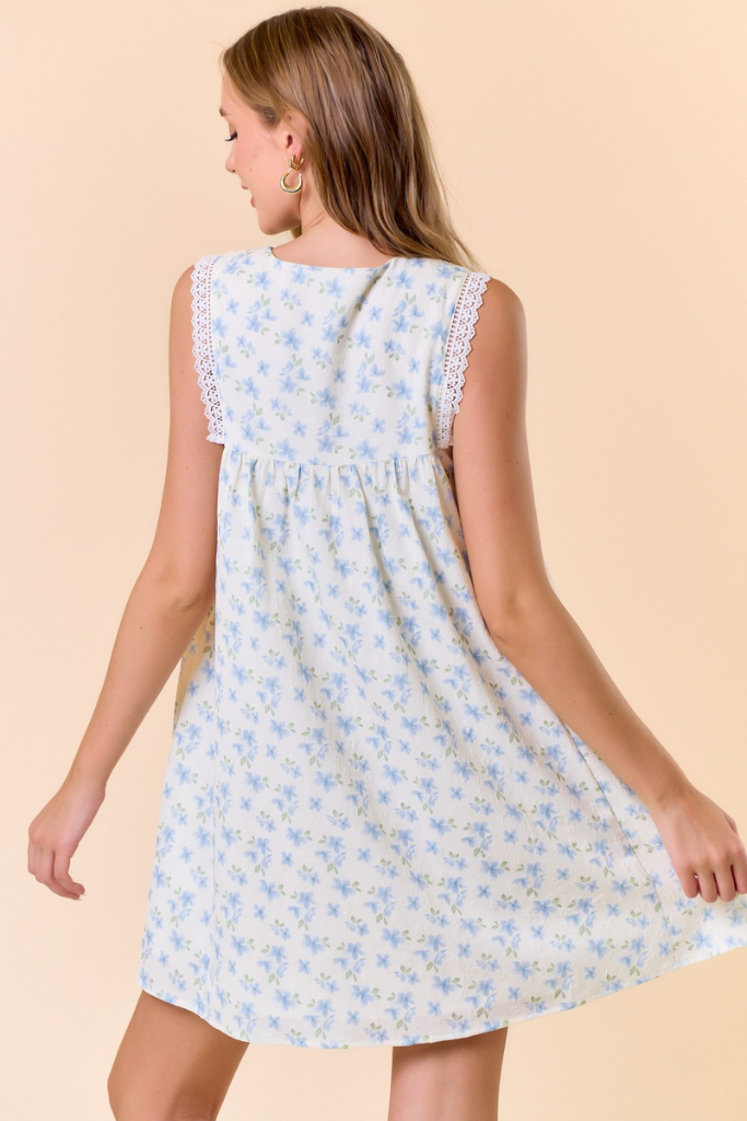 Alone Time Floral Dress - Blue