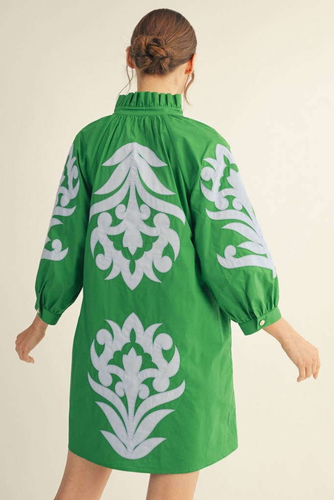 Sarah Floral Shift Dress - Kelly Green