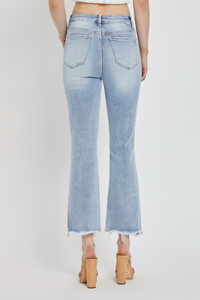 On Fire Cropped Flare Jeans - Light Wash