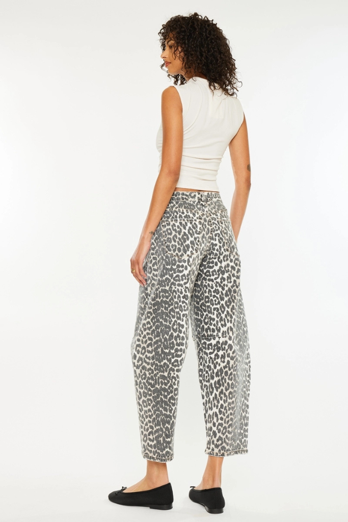 Shaina Barrel Jeans - Leopard
