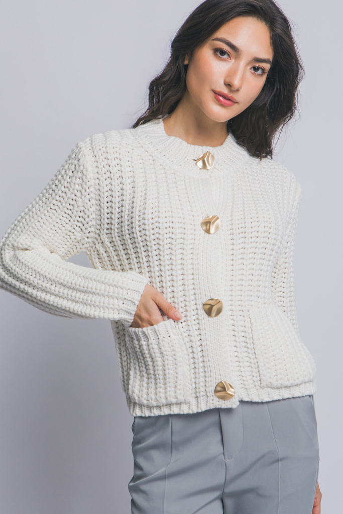 Hit The Mark Cardigan - Ivory