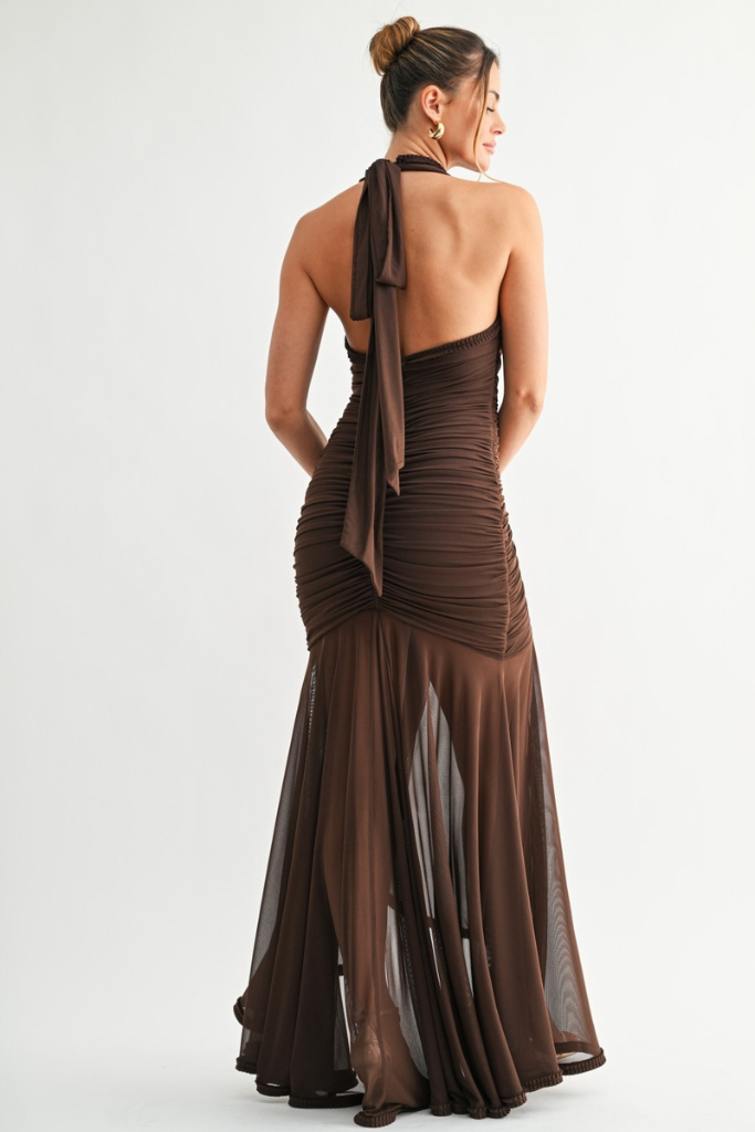 Tru Draped Maxi Dress - Chocolate