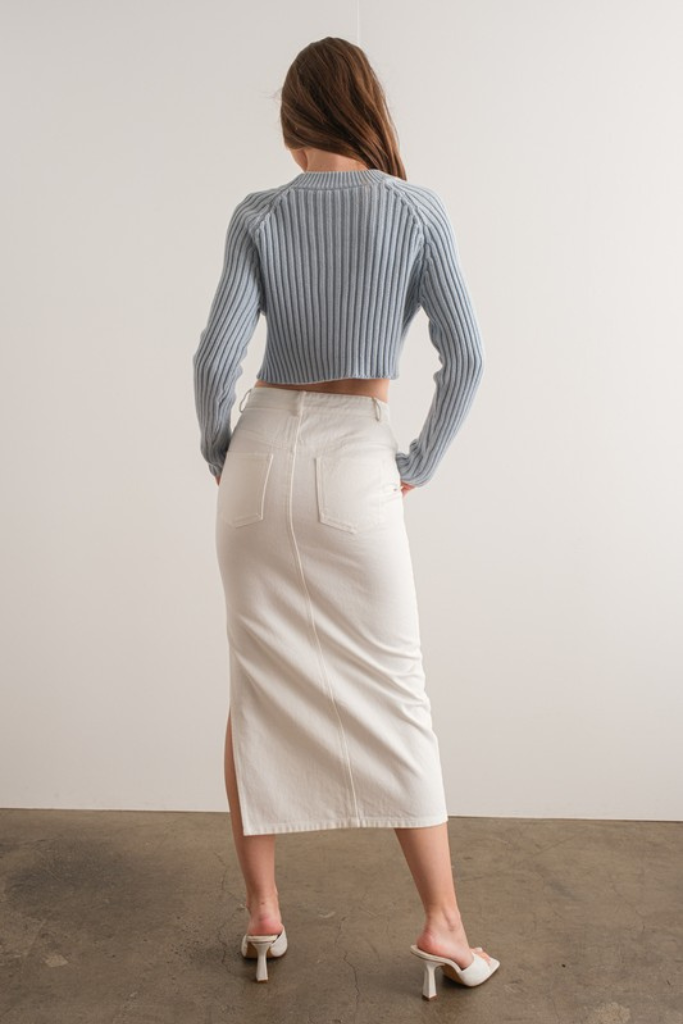 Novalee Cropped Sweater - Heather Grey
