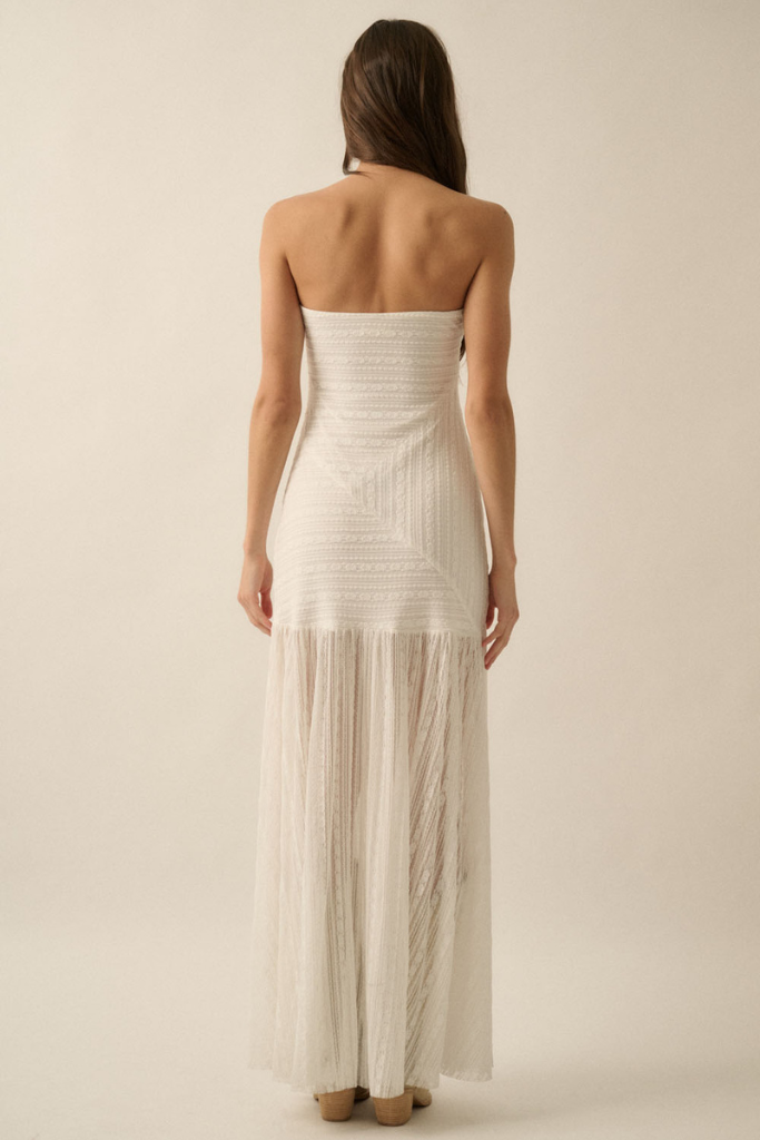 Baylin Striped Lace Maxi Dress - Off White