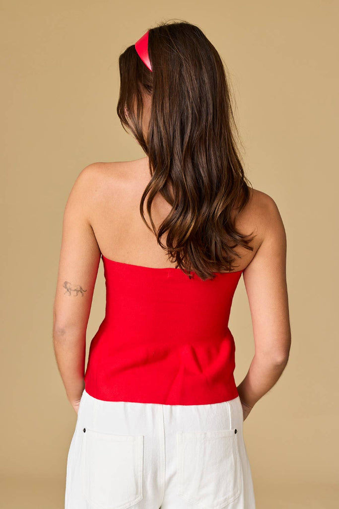 Loveable Peplum Tube Top- Red
