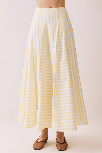 Good Life Striped Midi Skirt - Light Yellow