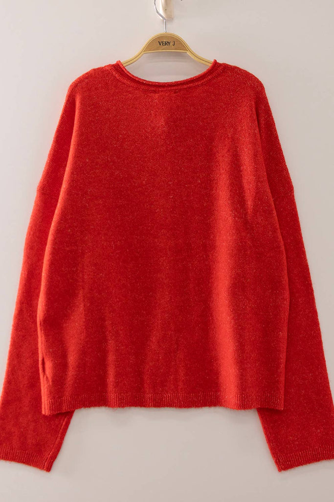 Warm Embrace Button Cardigan - Red